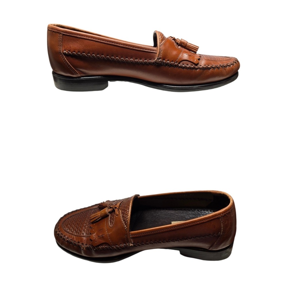 Hush Puppies Kiltie Tassel Loafers Mens 9.5M Brown Leather Woven Moc Shoes - Picture 9 of 16